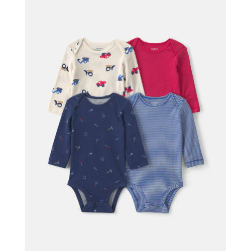 Baby Boy 4-Pack Construction Long-Sleeve Multipack Bodysuits | Carter's