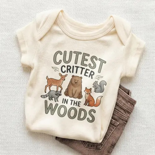 Cutest Critter In The Woods Baby Onesie - Cute Woodland Animal Bodysuit