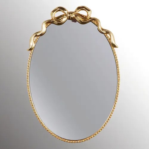 Elegant Gold Bow Oval Wall Mirror