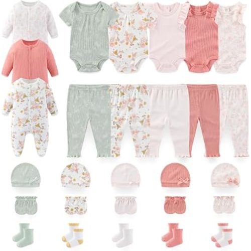 Unisex Baby Clothes 28Pcs Cotton Layette Gift Set and Accessories