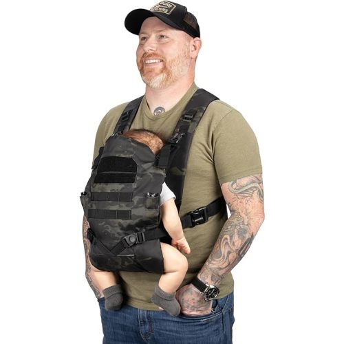 Tactical Baby Gear Tactical Baby Carrier for Dads – Ergonomic, Hip Healthy & Comfortable for Infants and Toddlers (8–33 lbs) (Black Camo)