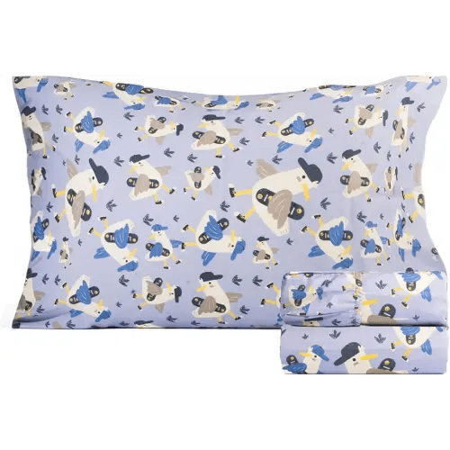 Salt Earth 100% Cotton 210TC Kids Bedsheet, Twin Sheets Set for Toddler Bed, 3 Piece Bedding Set Including Flat Sheet, Fitted Sheet, and Pillowcase, Themed Sheets for a Playful Kids Bed (Duck)