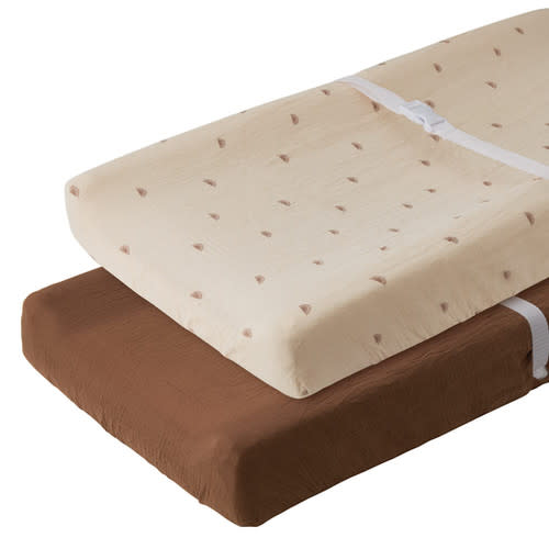 Muslin Changing Pad Cover for Baby Girls Boys, Sunshine & Brown