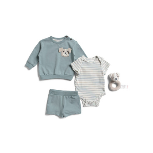 Newborn Boys 3pc Fleece Shorts Set With Rattle | Clearance On Clearance | T.J.Maxx