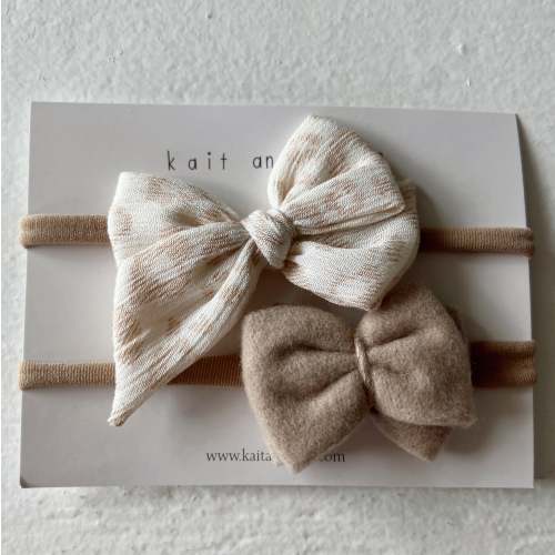 Nylon Headband Bow Set, Champagne