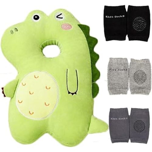 Feidoog Baby Head Protector Cushion Backpack with 3 Baby Knee Pads for Walking & Crawling