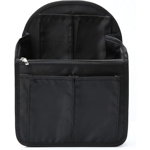 Surblue Backpack Organizer Insert Liner Hanging Travel Rucksack Purse and Handbag Insert Pocket, High-capacity Divider Foldable Nylon Shoulder Bag Organizer for Men and Women, (Black, M)