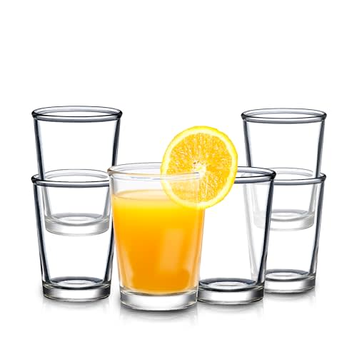 SOUL ONE 4.5 oz Small Juice Glasses, Set of 6, Stackable Heavy Based Drinking Glasses, Kids Small Drinking Glassware for Orange Juice, Water, Milk, Coffee