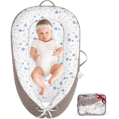 HKAI Baby Lounger – Soft Cotton Infant Floor Seat for Newborn to 24 Months, Portable Travel-Friendly Pillow for Boys & Girls