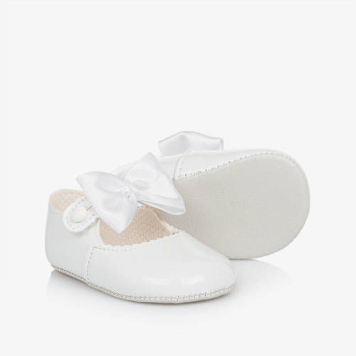 Early Days - Baby Girls White Pre-Walker Shoes with Bows | Childrensalon
