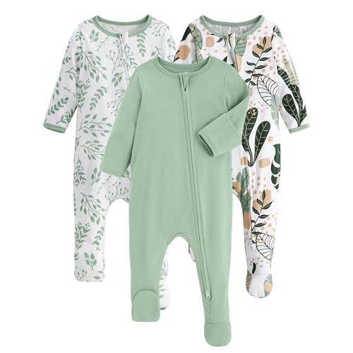 Yoofoss Baby Pajamas 100% Organic Cotton Baby Sleepers for Newborn 0-3 3-6 6-9 Months Boys Girl Clothes 3pcs Footed PJs