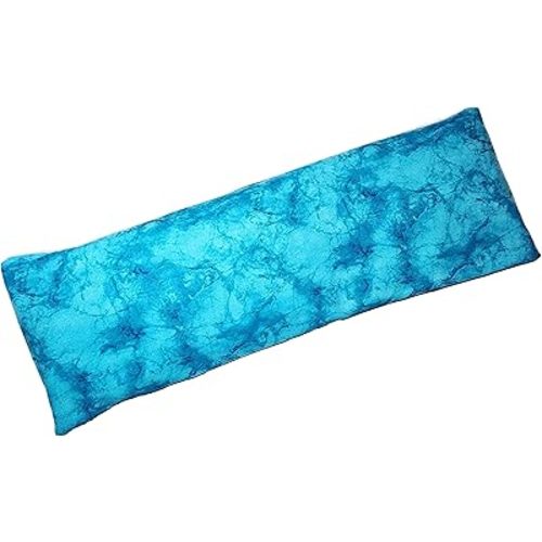 Microwavable Corn Filled Heating Pad and Cold Pack/Washable 100% Cotton Cover (Watermark - Aqua, 5.25in W x 17.25in L)