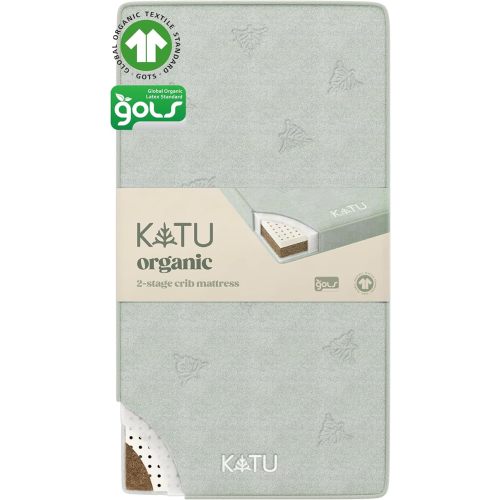 KATU 100% Organic Latex+Coconut 2-Stage Crib Mattress for Infant/Newborn/Toddler Safe Non-Toxic Hypoallergenic Breathable GOTS GOLS w