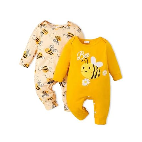 ChérieMoi Newborn Baby Girl Clothes Fall Winter Outfits Infant Jumpsuit Letter Print Romper Coming Home Outfit 2Pcs Set
