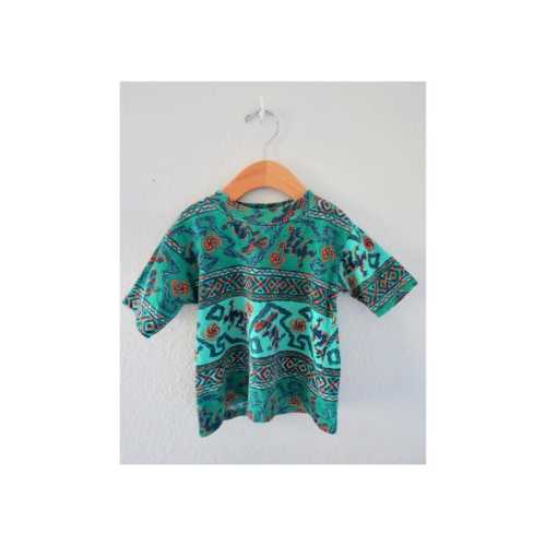 Vintage Boy's T-shirt - 90s Boys Graphic Print Tee - Abstract Skateboarding Crew Neck Shirt - Size 4 XS