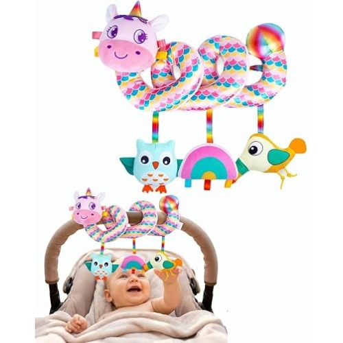 Multi-Use Baby Spiral Activity Toy – Spiral carseat Toy for Car Seat, Stroller,Play Gym, Keeps Baby Quiet, Easy Travel Solution
