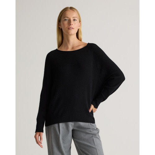 Mongolian Cashmere Boatneck Sweater in Heather Charcoal