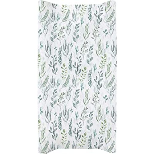 Diaper Changing Pad Cover, Soft Breathable Fabric Baby Stretchy Changing Table Pad Cover, Jersey Knit Changing Table Sheets for Boys and Girls, Green Leaf