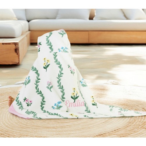 Stripe Floral Baby Beach Hooded Towel UPF 50+