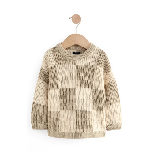 Kids' Checkerboard Cotton Crewneck Sweater