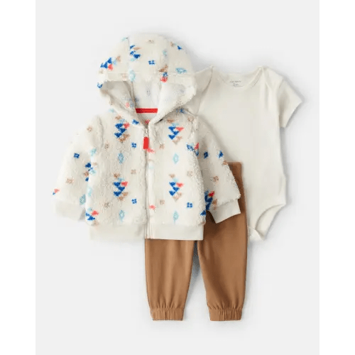 Baby Boy 3-Piece DayDream Fleece Aztec Sherpa Outfit Set - Cream | Carter's