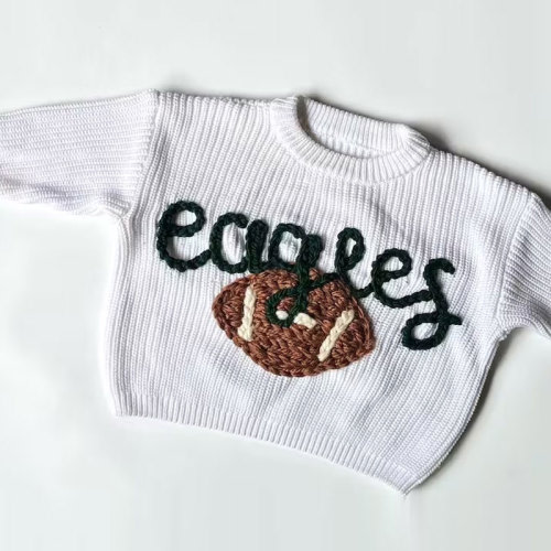 Hand Embroidered Sports Team Baby and Toddler Sweater