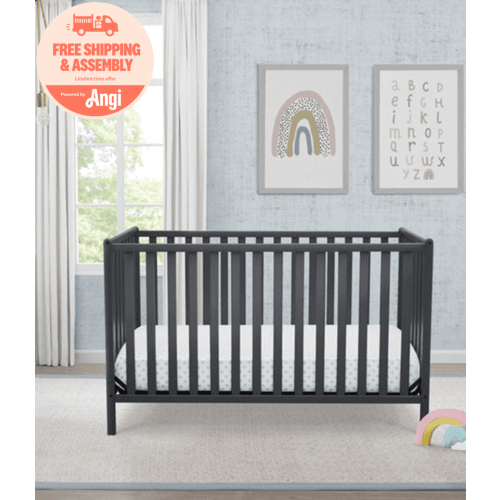 Delta Children Heartland 4-in-1 Convertible Baby Crib, Charcoal Gray