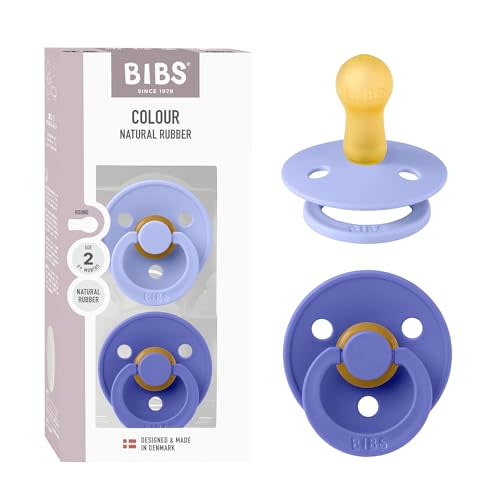 Bibs Pacifiers Color Collection, Set of 2 BPA-Free Latex Pacifiers Made in Europe, Round Nipple Baby Pacifier.