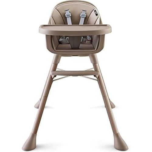 HARPPA 2 in 1 Baby High Chair for Babies and Toddlers, Convertible High Chairs with Removable Double Tray, Waterproof PU Seat Cushion, Anti-Slip Footrest and 5-Point Harness for 6–36 Months, Beige