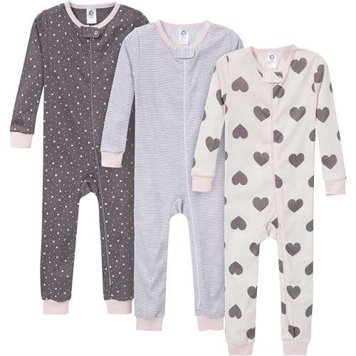 Gerber Baby Girls 3-Pack Snug Fit Footless One Piece Cotton Pajamas