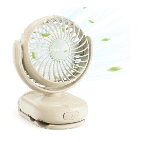 Momcozy Portable Stroller Fan with Clip | 4-Speed Mini-Fan for Carrier | Personal Fans Ultra Light 0.26lb | Gaps ≤4.5mm | Handheld Cooling | Rechargeable Rotate for Diaper Backpack/Table/Chair