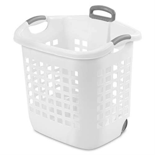 Sterilite 1.75 Bushel White Ultra Wheeled Plastic Laundry Basket