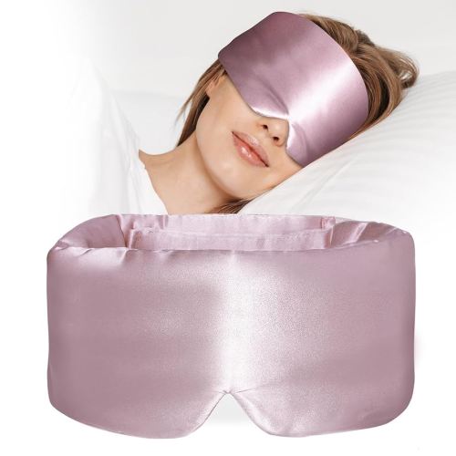 100% Mulberry Silk Sleep Mask, Large Eye Cover for Sleeping, Comfortable and Pressure-Free Sleeping Masks for Women Men, Completely Blackout (Light Plum)
