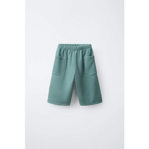 DUCK LABEL WIDE LEG FLEECE PANTS - Sea green | ZARA United States
