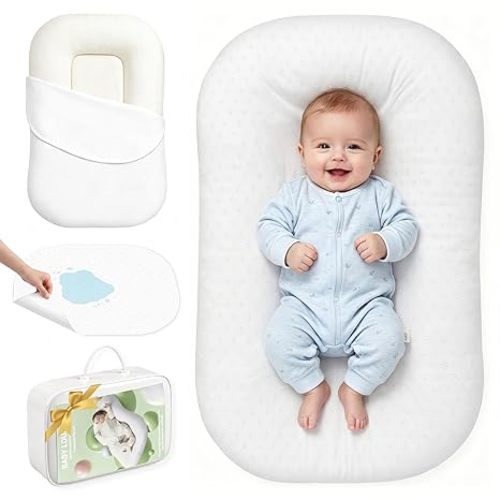 UMEIJA Baby Lounger Infant Support Cushion with Separate Waterproof Pad for 0-24 Months Baby Lounger Pillow Soft Cotton Breathable Infant Floor Seats & Loungers for Newborn Baby Gifts Travel Essential