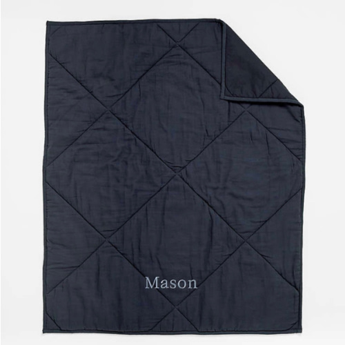 Personalized Supersoft Midnight Navy Blue Organic Cotton Gauze Baby Crib Quilt
