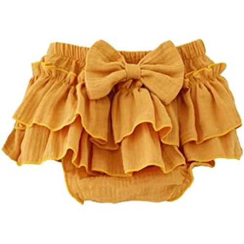 Baby Girls Bloomer Skirt Shorts Bowknot Cotton Gauze Ruffle Diaper Cover Shorts Briefs Cute Bloomers Underpants