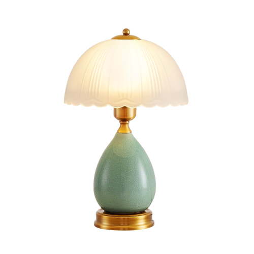 Vintage Lamp for Living Room,16" Modern Ceramic Table Lamps for Bedroom,Retro Bedside Nightstand Traditional Lamps, Classic Chinoiserie Green Lamp for Home Decor
