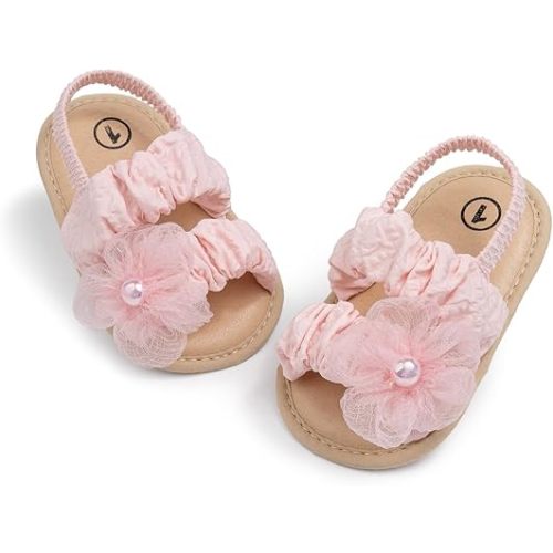 Meckior Infant Baby Girls Boys Summer Sandals Open Toe Lace Princess Dress Wedding Flats Shoes Newborn Toddler Soft Non-slip Sole First Walker Crib Shoes