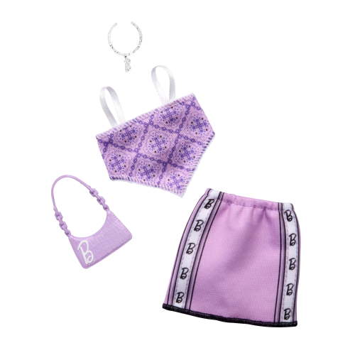 Barbie Doll Clothing, Fashion Pack with Sporty Purple Top, Skirt & Accessories (1 Outfit)