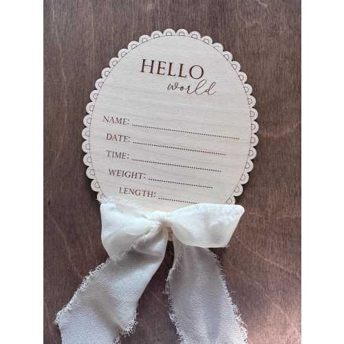 birth announcement sign, boy baby announcement sign, hello world baby sign, newborn sign