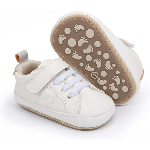 SOFMUO Baby Boys Girls High Top Ankle PU Leather Sneakers Soft Rubber Sole Infant Moccasins Newborn Oxford Loafers Anti-Slip Toddler Wedding Uniform Dress Shoes