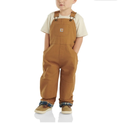 12M Kids' Canvas Bib Overall Flannel-Lined (Baby/Toddler) | Carhartt