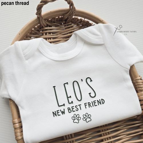 Embroidered Dog's New Best Friend Onesie® brand New Best Friend Onesie® Personalized Dog Name Dog Baby Announcement Z195
