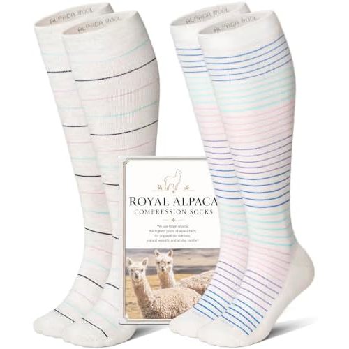 LEVSOX Alpaca Compression Socks for Women Men 15-20 mmHg Support Socks