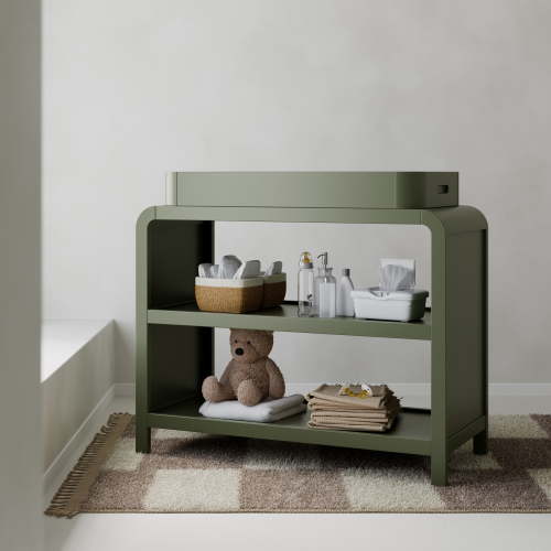 Storkcraft Santos Changing Table with Removable Infant Changing Table Topper, Olive