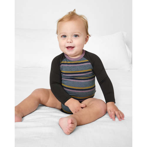 Ollie Stripe Raglan Bodysuit | Little Sleepies