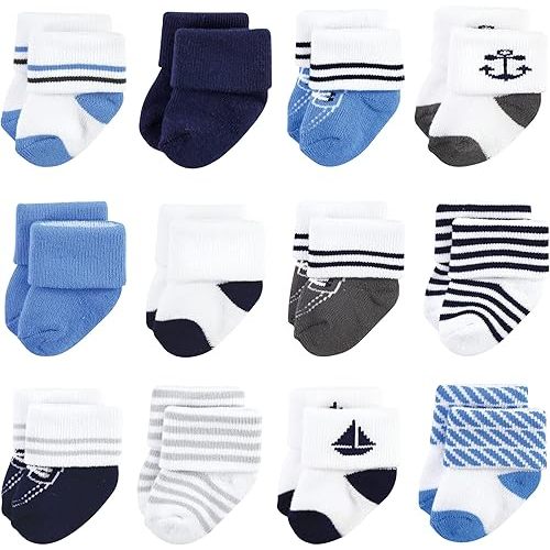 Hudson Baby Baby Girls' Cotton Rich Newborn and Terry Socks
