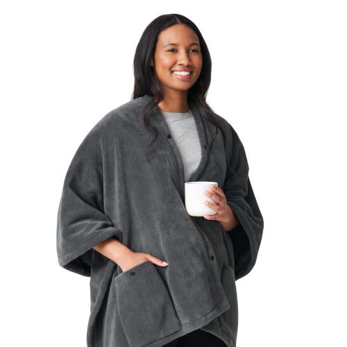 Sunbeam On-the-Go Cordless Heated Throw Blanket Microplush Gray 4 Heat Settings 50" x 60"
