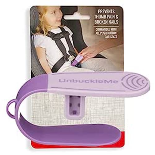 Amazon.com : UnbuckleMe Car Seat Buckle Release Tool - Easy Opener Aid for Arthritis, Long Nails, Older Kids - Button pusher for infant, toddler, convertible 5 pt harness car seats - As Seen on Shark Tank (Purple) : Baby